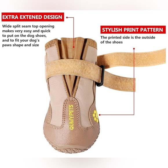 QUMY Dog Shoes Khaki Size 7 for Large Dogs - Picture 2 of 12